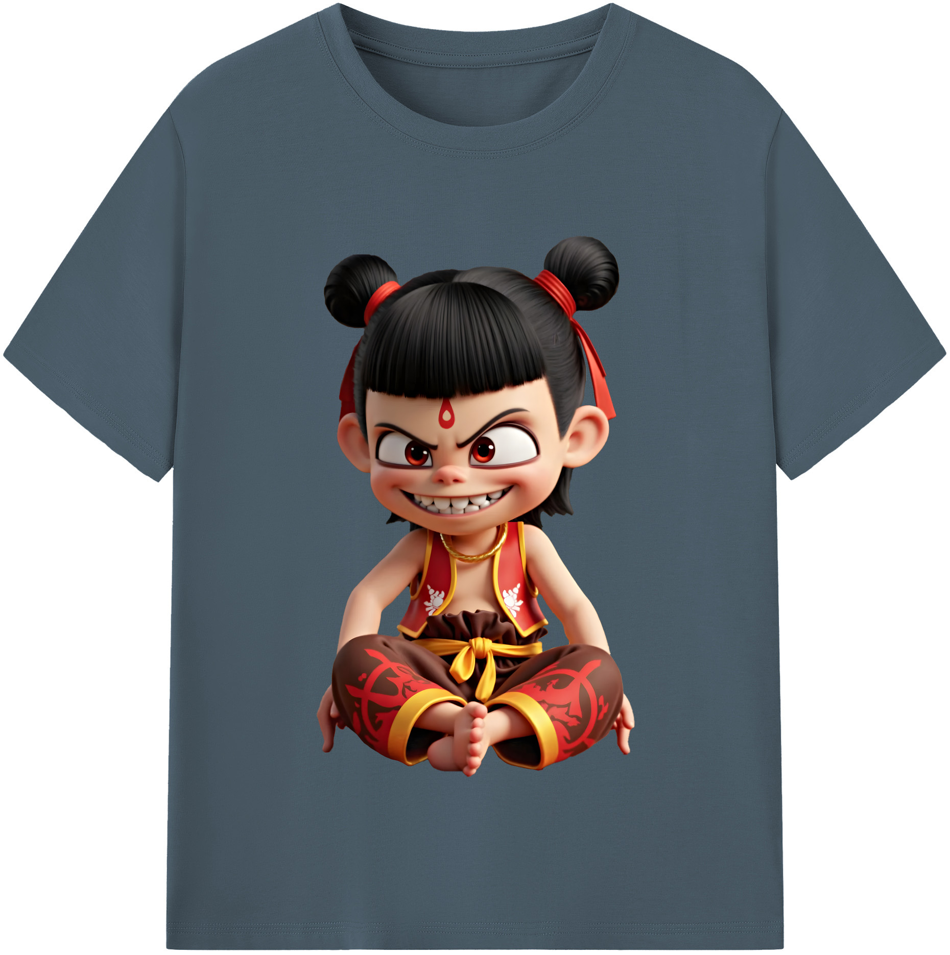 （画像用） Ne Zha 2 ナタ 魔童の大暴れ 綿100％半袖Tシャツ（フロントプリント）